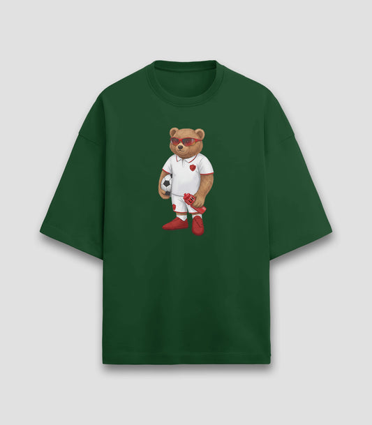 Footballer Teddy Bottle Green Terry Oversized T-shirt (Heavyweight)