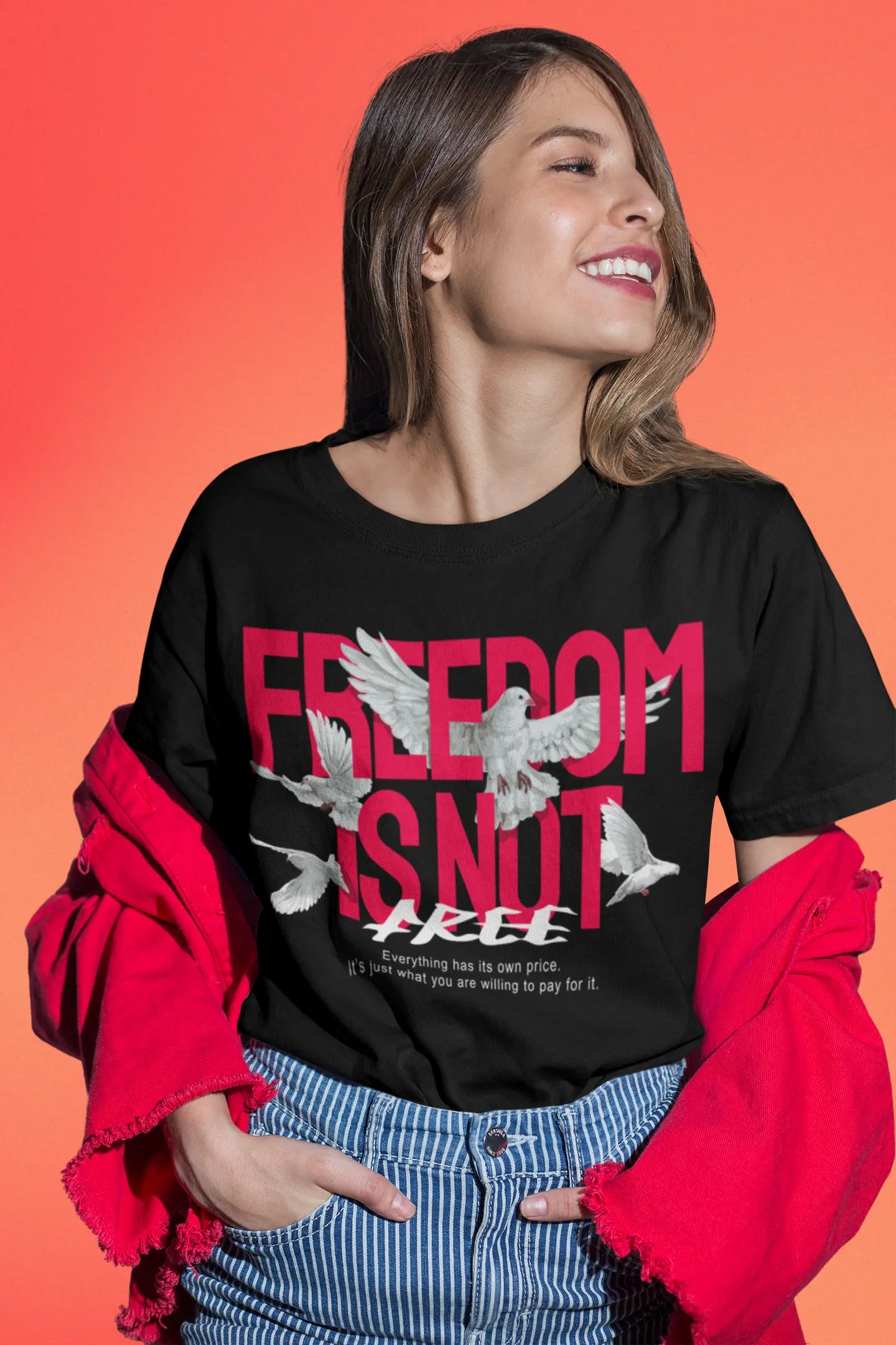 Freedom Is Not Free Black Oversized T-shirt