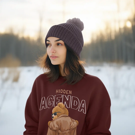 Hidden Agenda Teddy Maroon Oversized Sweatshirt (Heavyweight)