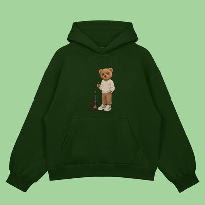 Hookah Puffer Teddy Bottle Green Oversized Hoodie (Heavyweight)