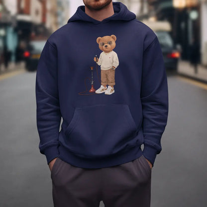 Hookah Puffer Teddy Navy Blue Oversized Hoodie (Heavyweight)