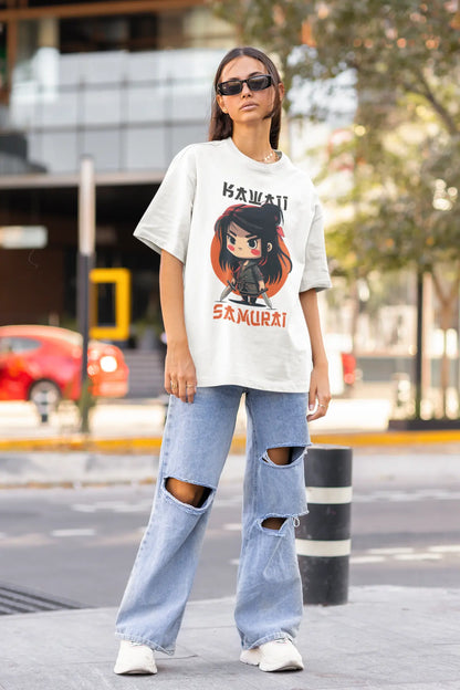 [Limited Edition] Kawaii Samurai White Oversized T-shirt