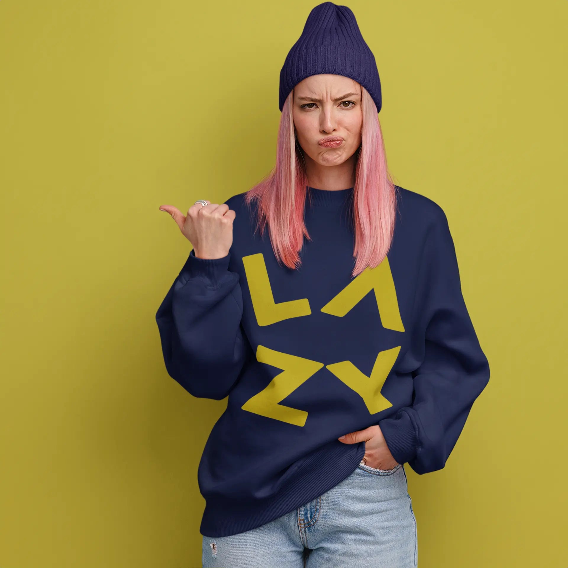 Navy blue and yellow sweatshirt shop