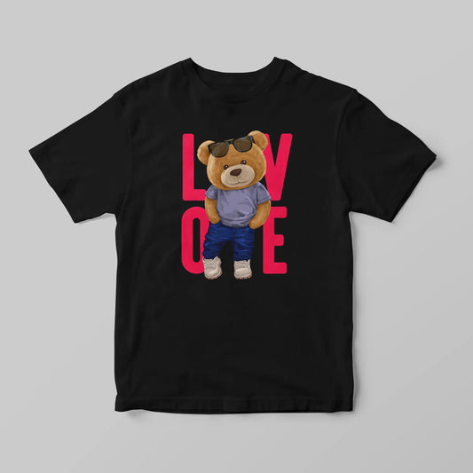 Love Teddy Black Supima Cotton Regular Fit T-shirt