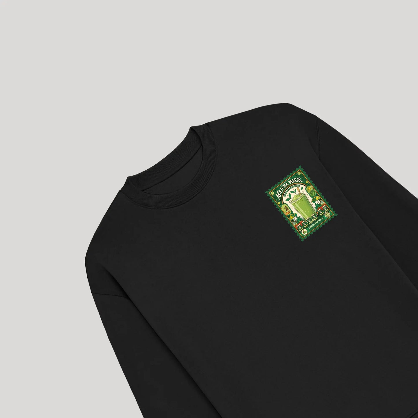 Matcha Magic Black Oversized Sweatshirt (Heavyweight)