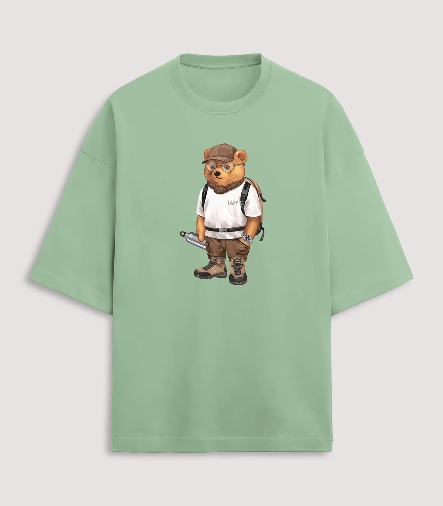 Mountain Lover Teddy Jade Green Terry Oversized T-shirt (Heavyweight)
