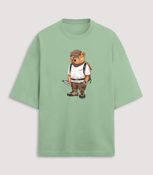 Mountain Lover Teddy Jade Green Terry Oversized T-shirt (Heavyweight)