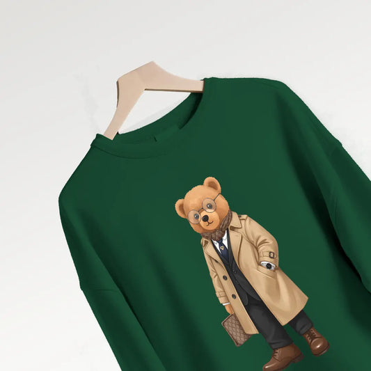 New Money Drip Teddy Bottle Green Oversized Sweatshirt (Heavyweight)
