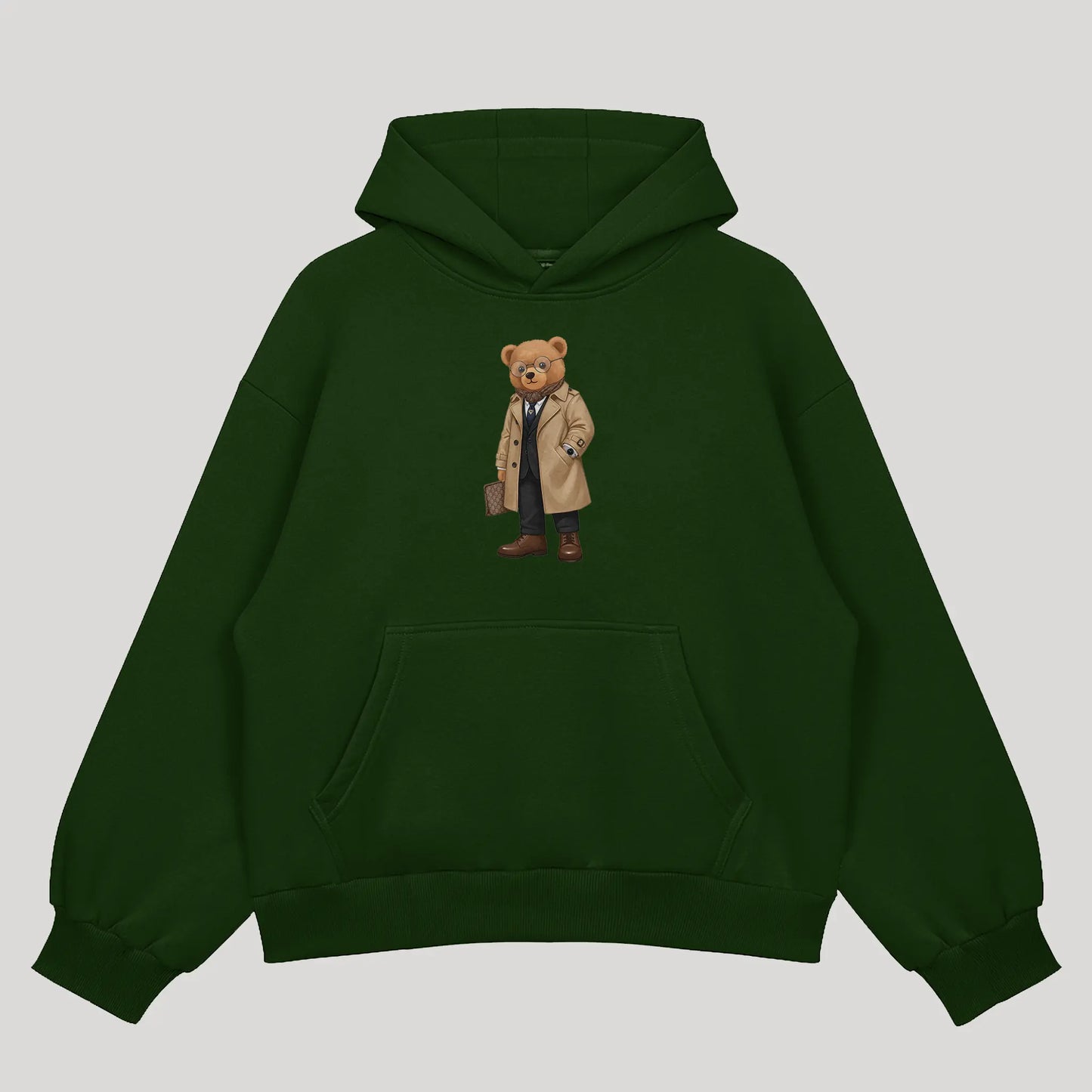 New Money Drip Teddy Bottle Green Oversized Hoodie (Heavyweight)