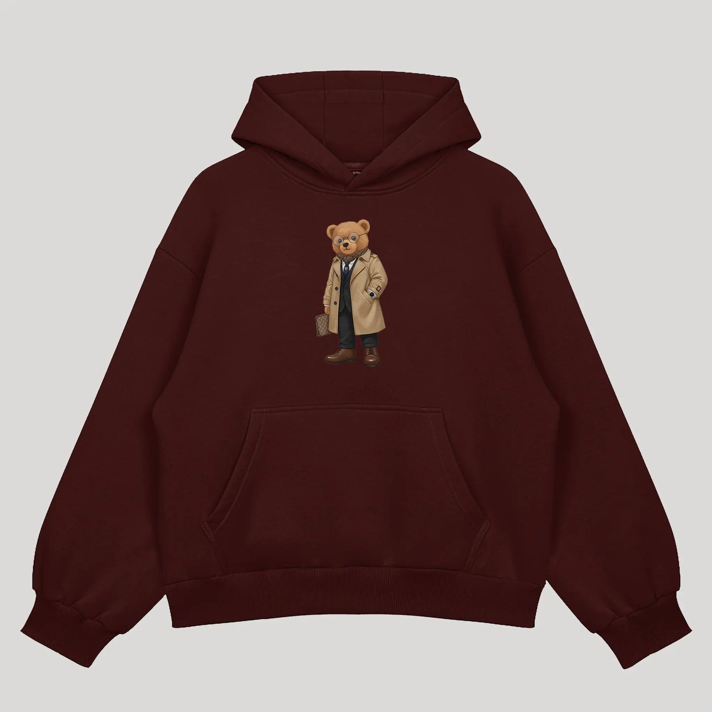 New Money Drip Teddy Maroon Oversized Hoodie (Heavyweight)
