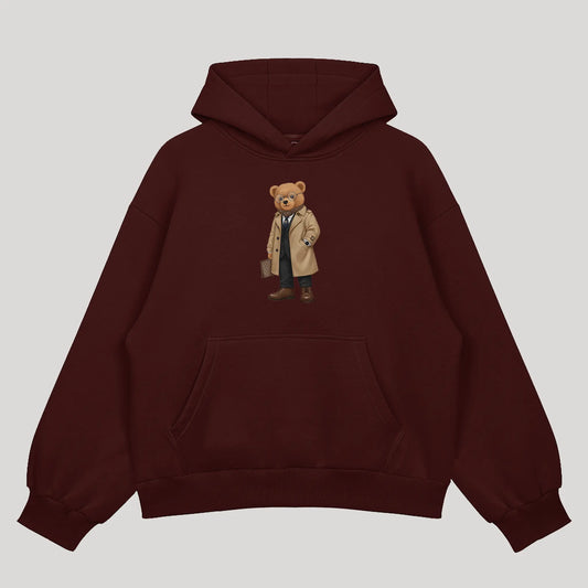 New Money Drip Teddy Maroon Oversized Hoodie (Heavyweight)