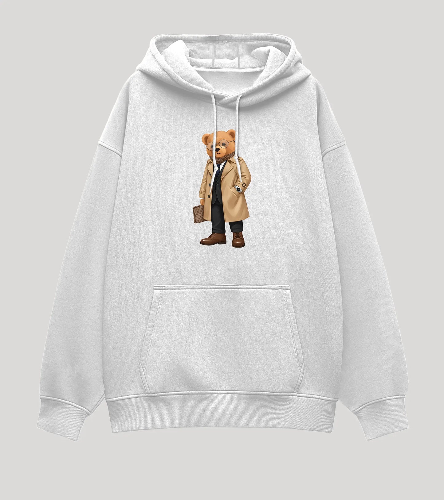 New Money Drip Teddy White Oversized Hoodie (Heavyweight)
