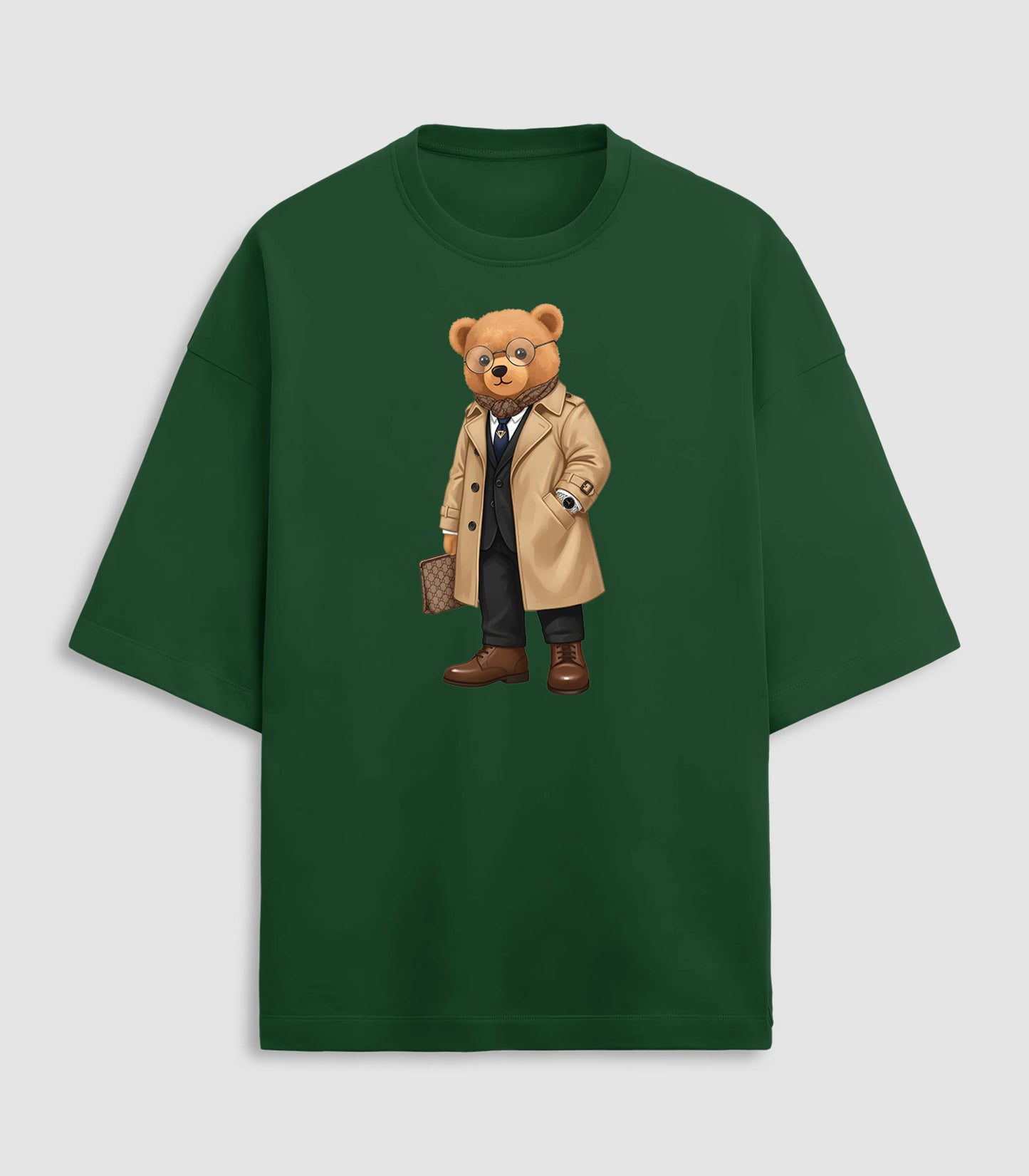 New Money Drip Teddy Bottle Green Terry Oversized T-shirt (Heavyweight)
