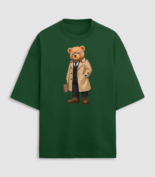 New Money Drip Teddy Bottle Green Terry Oversized T-shirt (Heavyweight)