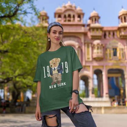 New York Teddy Bottle Green Oversized T-shirt