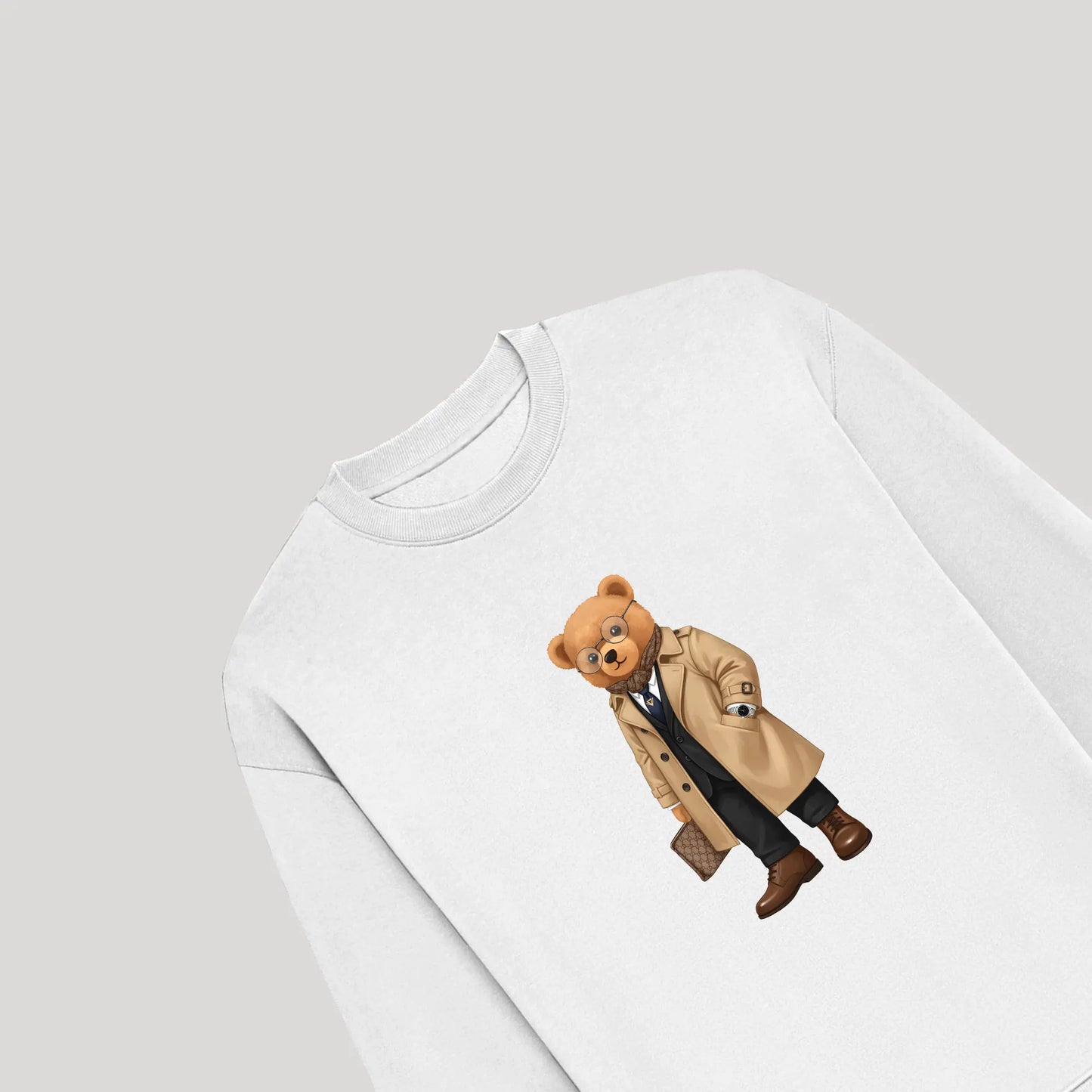 New Money Drip Teddy White Oversized Sweatshirt (heavyweight)