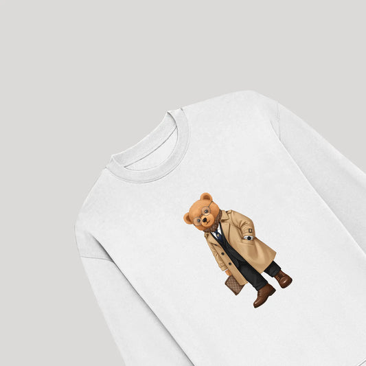 New Money Drip Teddy White Oversized Sweatshirt (heavyweight)