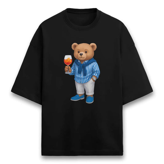 Old Money Teddy Black Terry Oversized T-shirt (Heavyweight)