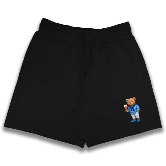Old Money Teddy Black Shorts