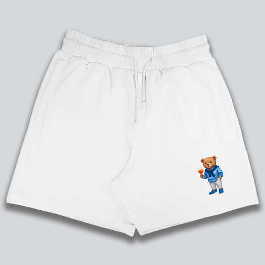 Old Money Teddy White Shorts