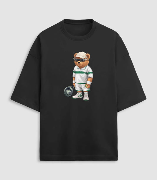Padel Player Teddy Black Terry Oversized T-shirt (Heavyweight)