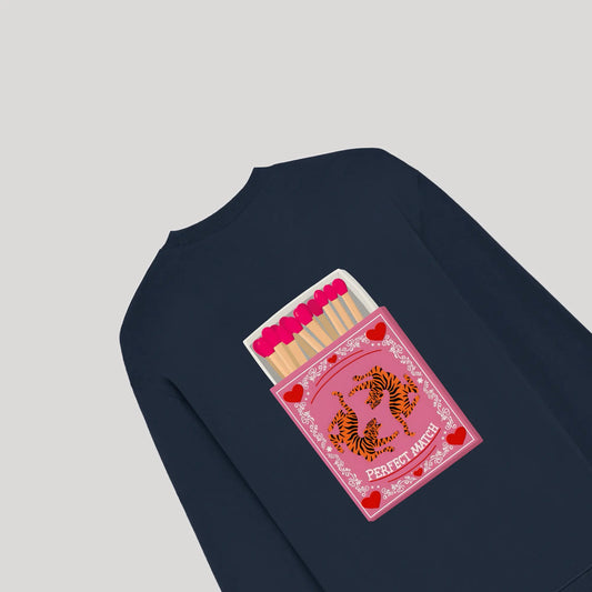 Perfect Match Navy Blue Oversized Sweatshirt (Heavyweight)