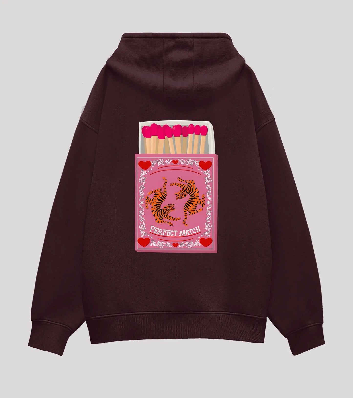 Perfect Match Maroon Oversized Hoodie (Heavyweight)