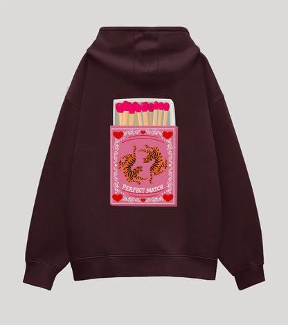 Perfect Match Maroon Oversized Hoodie (Heavyweight)
