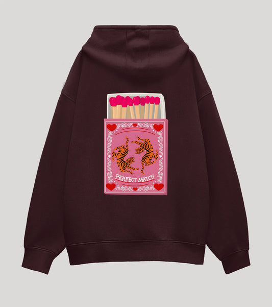 Perfect Match Maroon Oversized Hoodie (Heavyweight)