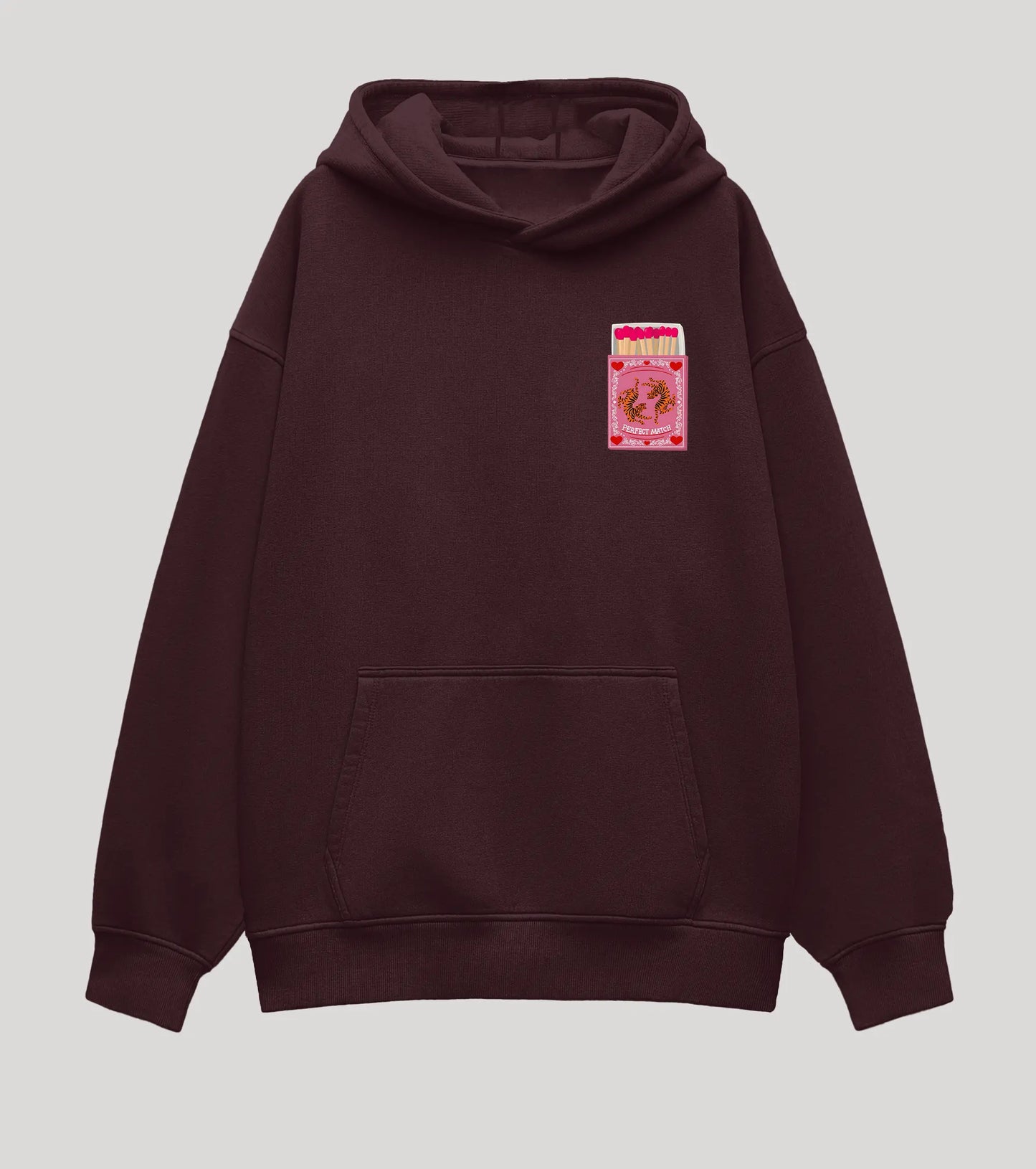 Perfect Match Maroon Oversized Hoodie (Heavyweight)