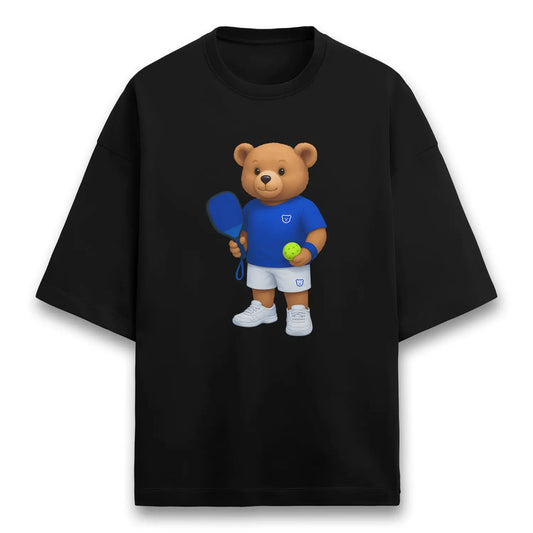 Pickleball Teddy Black Terry Oversized T-shirt (Heavyweight)