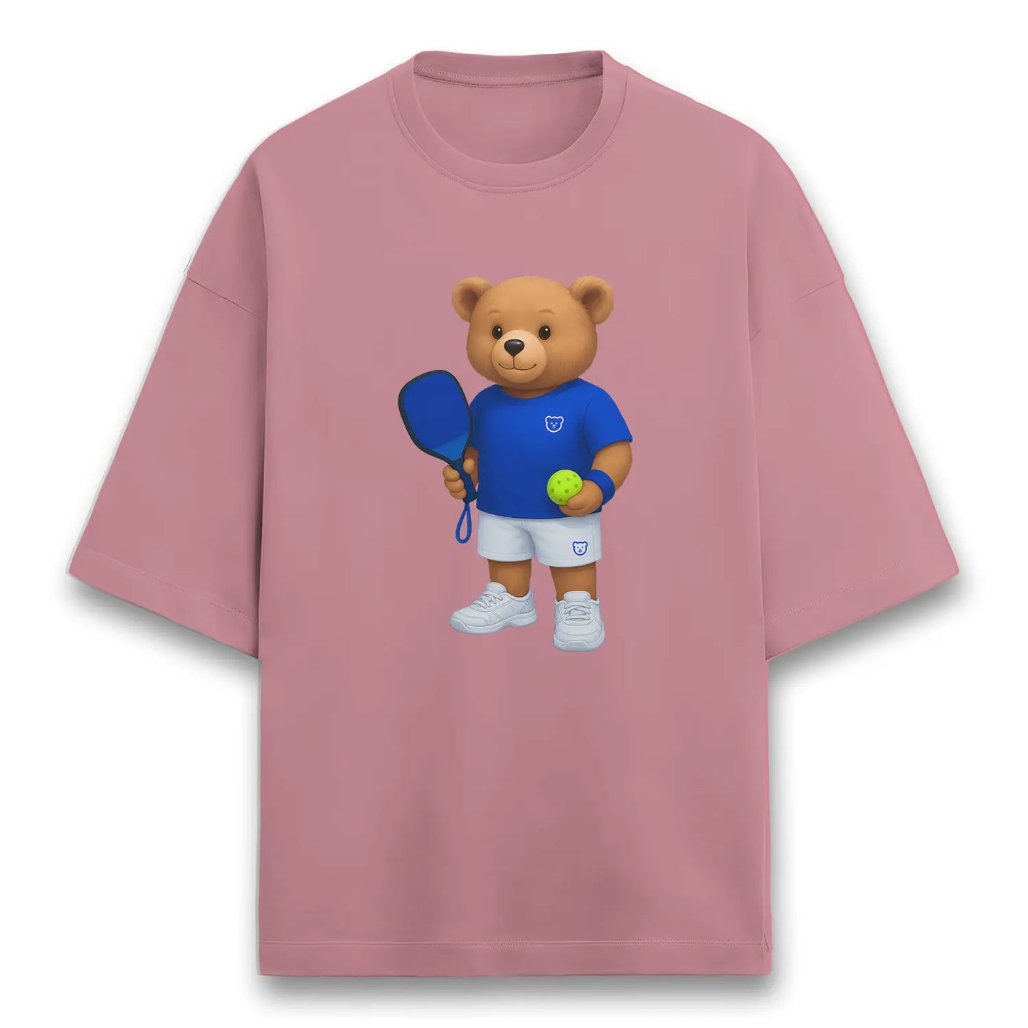 Pickleball Teddy Flamingo Pink Terry Oversized T-shirt (Heavyweight)