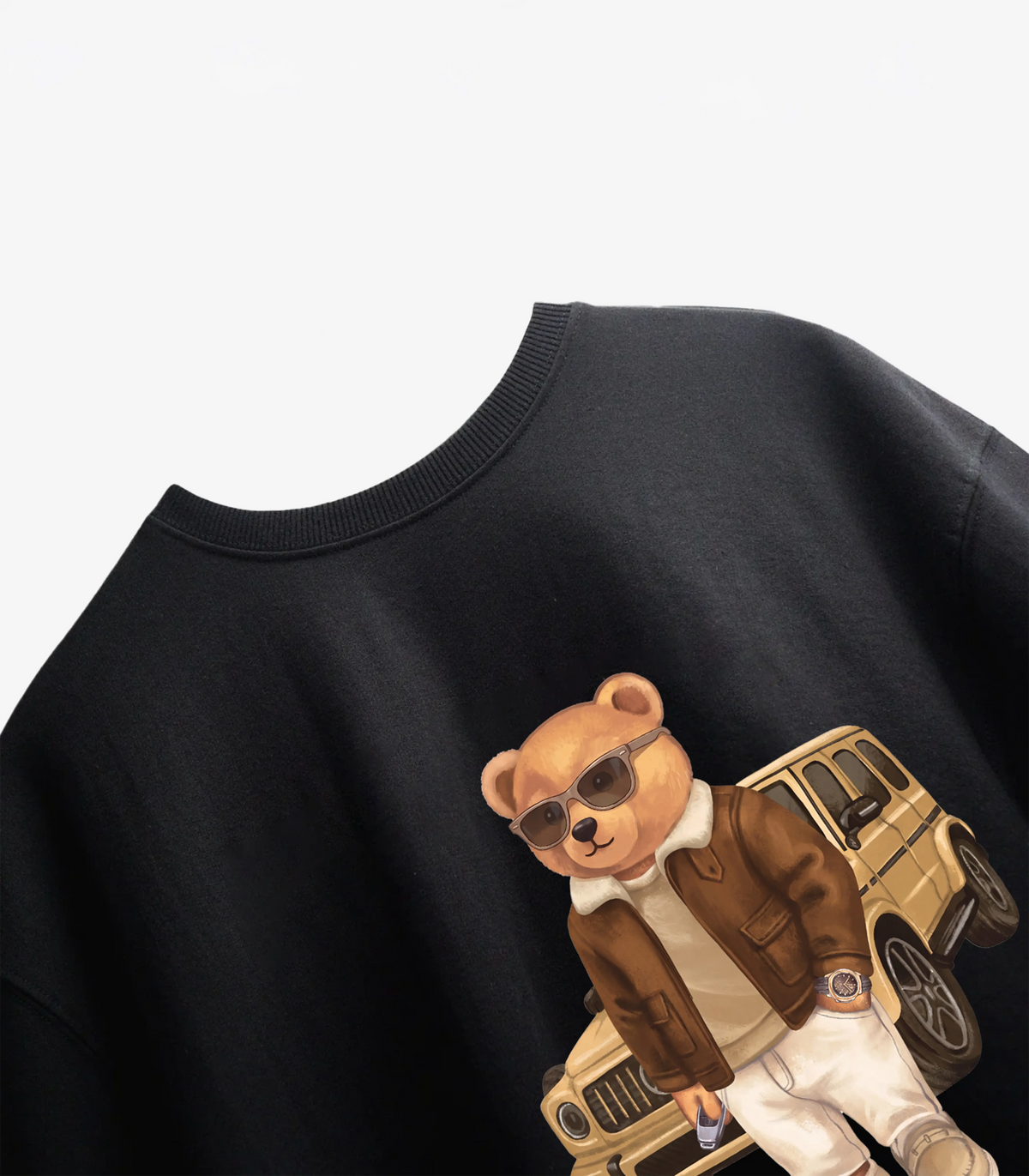 Road Trip Teddy Black Oversized T-shirt