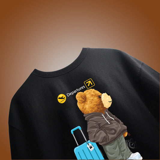 Travelling Teddy Black Oversized T-shirt