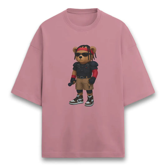Travis Teddy Flamingo Pink Terry Oversized T-shirt (Heavyweight)