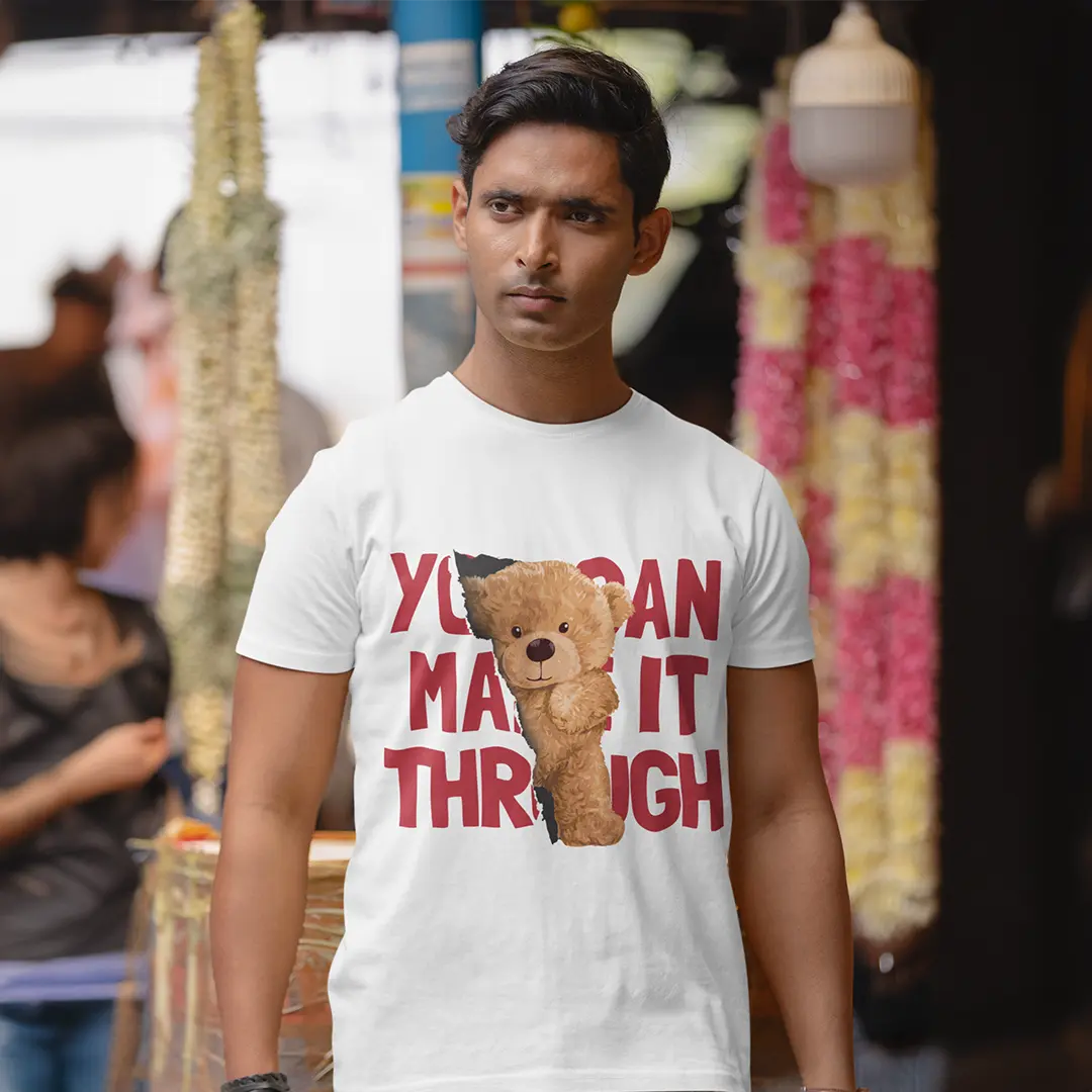 You Can Teddy White Supima Cotton Regular Fit T-shirt