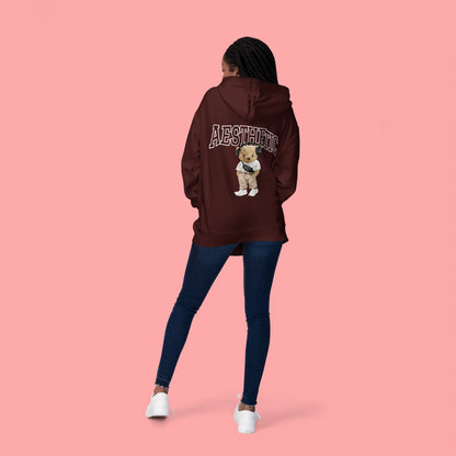 Aesthetic Teddy Maroon Oversized Hoodie (Heavyweight)