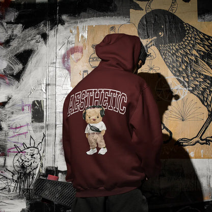 Aesthetic Teddy Maroon Oversized Hoodie (Heavyweight) – Lazy Hippos