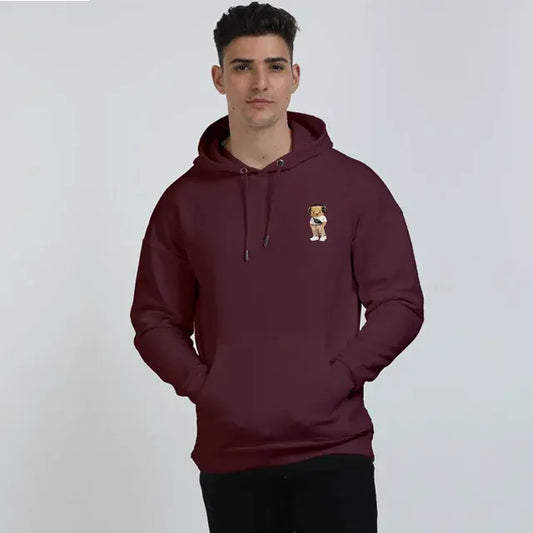 Aesthetic Teddy Maroon Oversized Hoodie (Heavyweight)