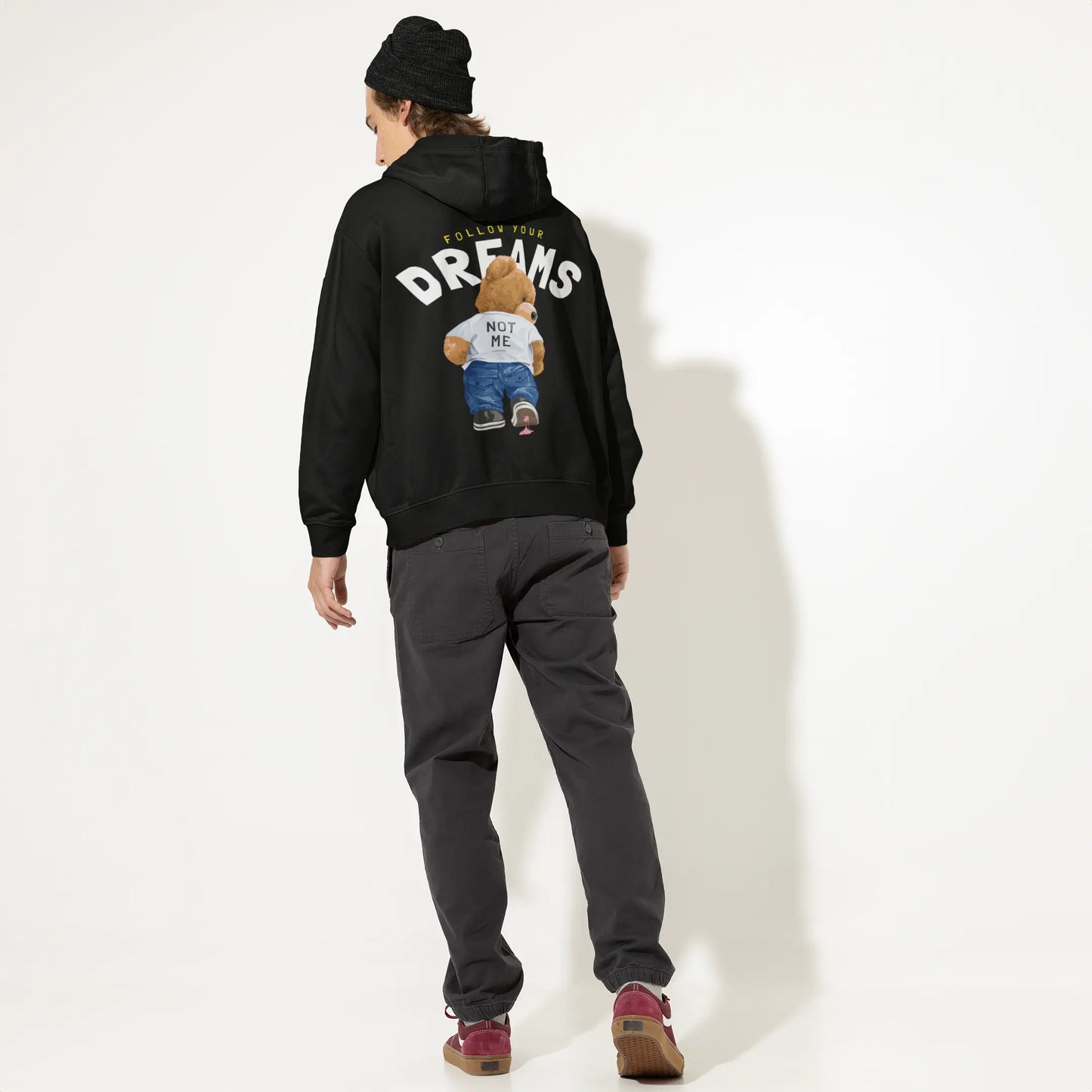 Follow Your Dreams Black Oversized Hoodie (Heavyweight)