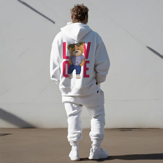 Love Teddy White Oversized Hoodie (Heavyweight)