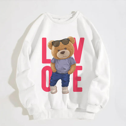 Love Teddy White Oversized Sweatshirt (Heavyweight)