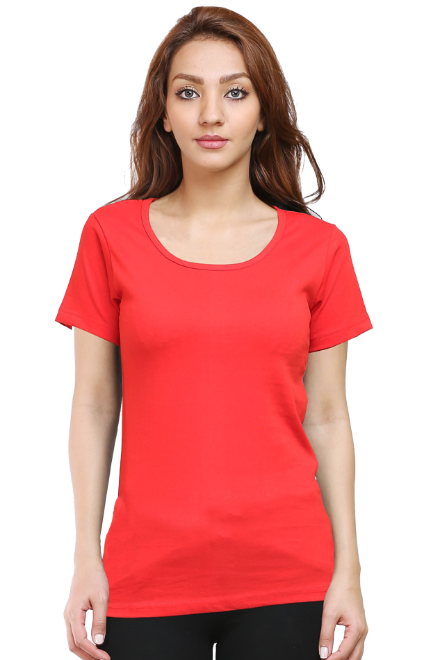 Women's Red Crew Neck T-shirt - No Logo