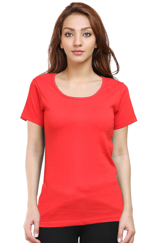Women's Red Crew Neck T-shirt - No Logo