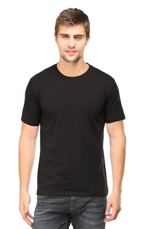 Black Solid Crew Neck T-shirt - No Logo