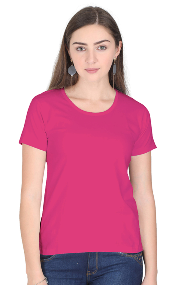 Women's Pink Round Neck T-shirt - No Logo