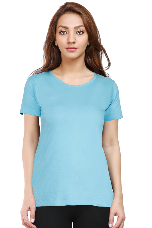 Women's Sky Blue Crew Neck T-shirt - No Logo