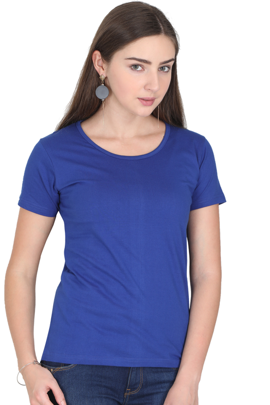 Women's Royal Blue Round Neck T-shirt - No Logo