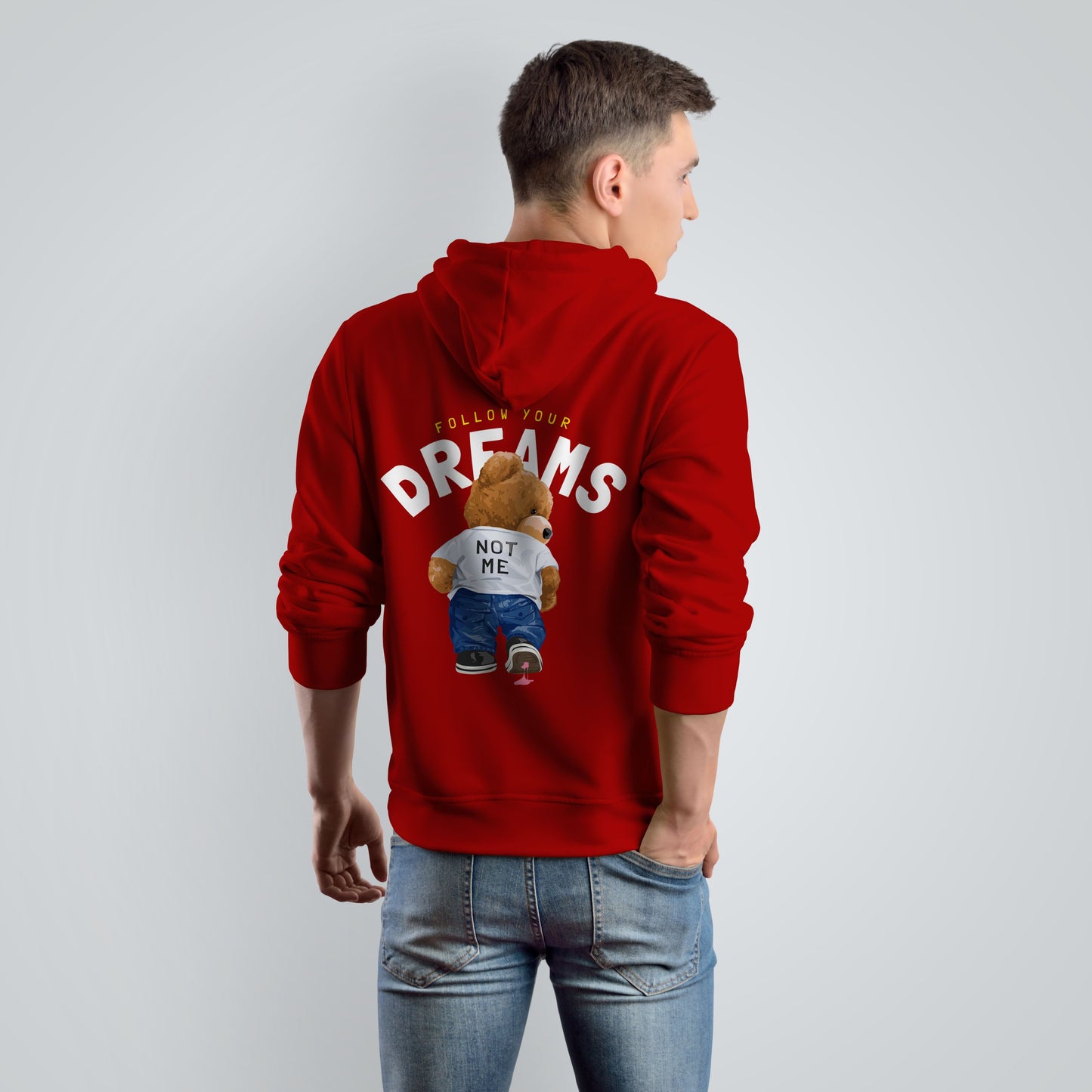 Follow Your Dreams Teddy Red Hoodie (Lightweight)
