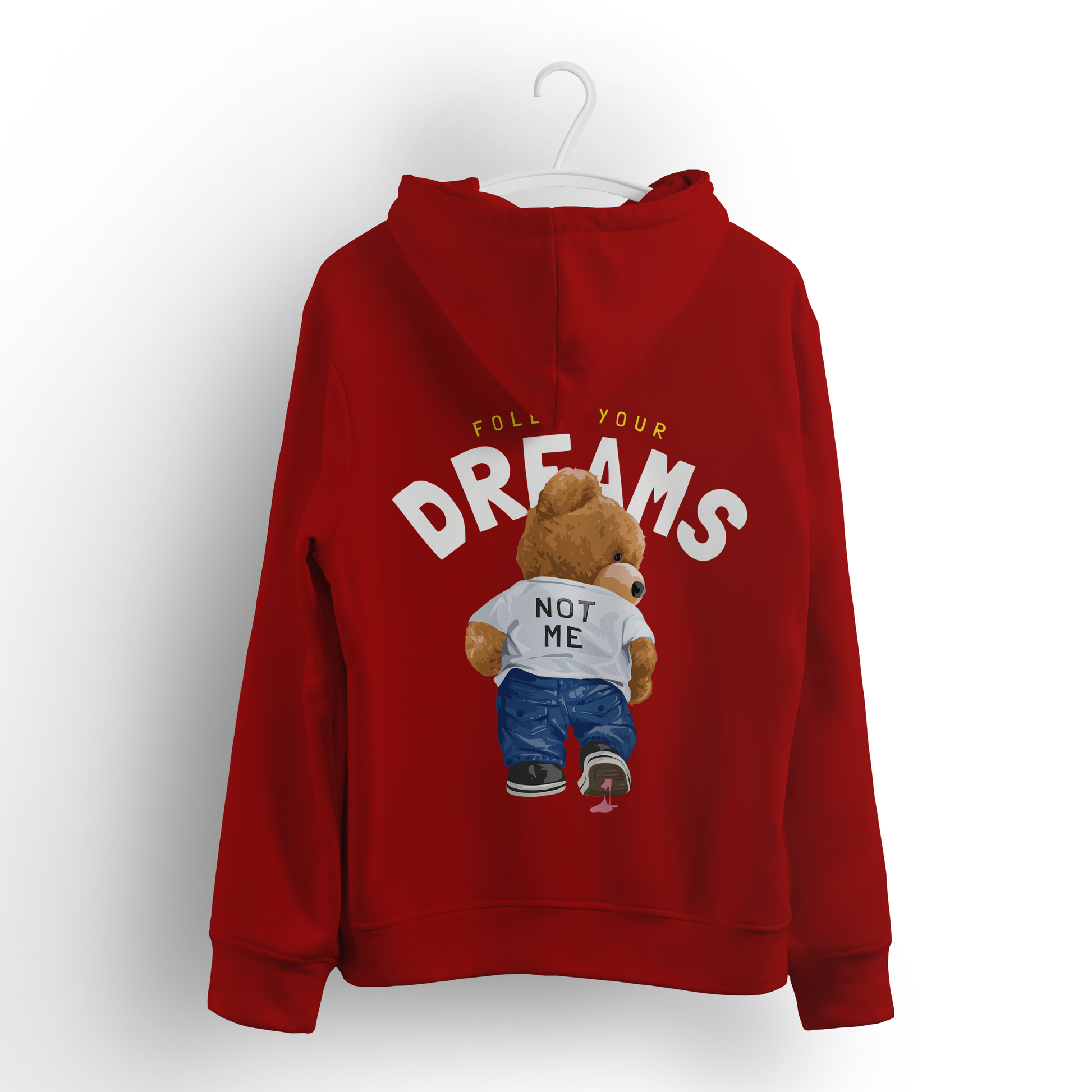 Follow Your Dreams Teddy Red Hoodie (Lightweight) – Lazy Hippos